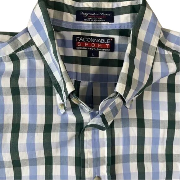 Faconnable Men’s Classic Sport Button Front Long Sleeve Shirt Large L- EUC - Picture 3 of 5